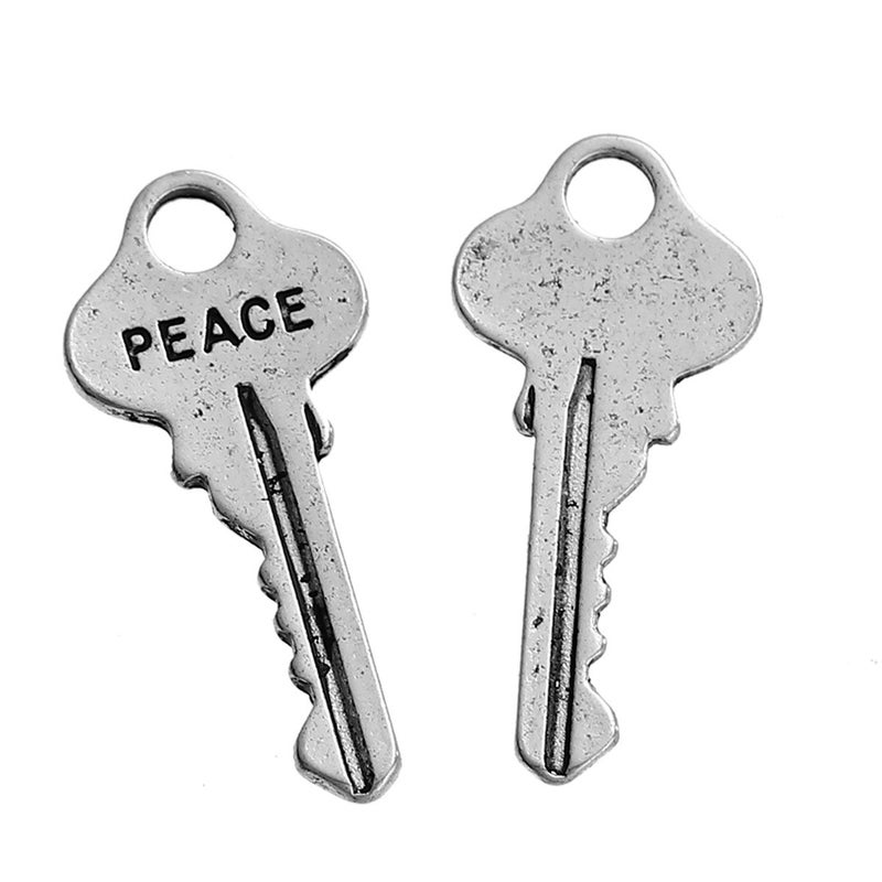 JGFinds Key Charms Small/Tiny Faith Peace Love Inspirational Message, Silver Tone, 1 Inch, 54 Pack (18 of Each) - Image 3